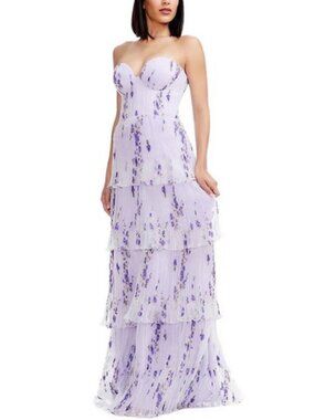 Dress The Population Wisteria Layana Floral Tiered Bustier Gown